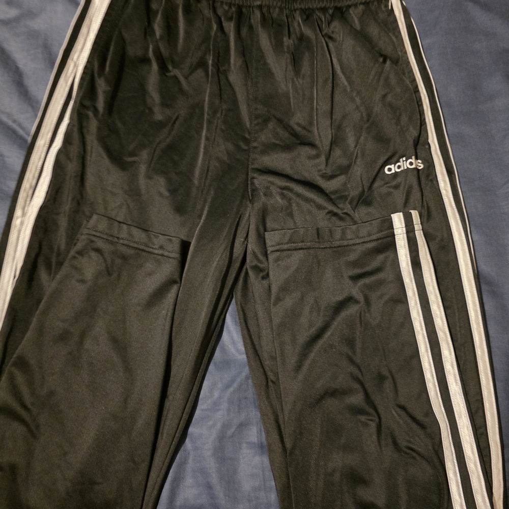 Adidas Kids Black Joggers with White Stripes